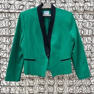Vintage 90s Koret Petites Green Navy Single Button St Patrick’s Day Blazer 12